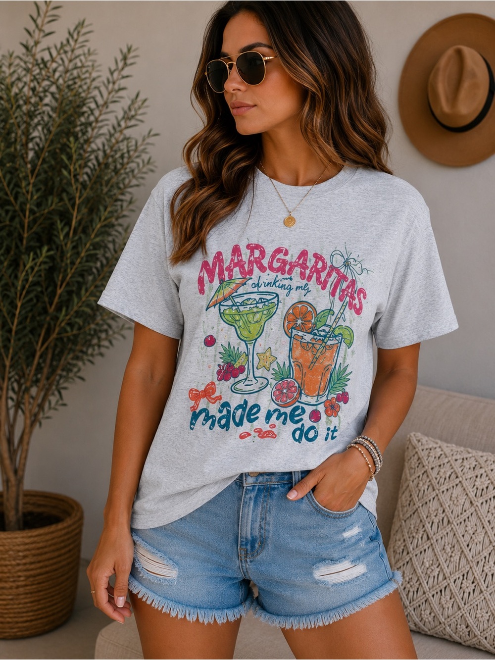 Margaritas Graphic Tee - Ash Grey
